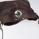 GUCCI Shoulder Bag Leather Brown Silver 247400 Auth ep9062-6