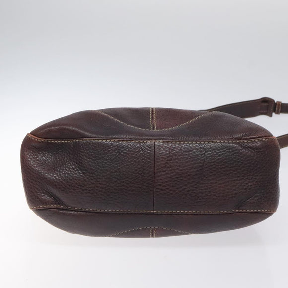 GUCCI Shoulder Bag Leather Brown Silver 247400 Auth ep9062