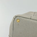 PRADA Canapa MM Hand Bag Canvas Gray Gold Auth ep9063-14