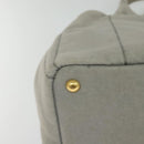 PRADA Canapa MM Hand Bag Canvas Gray Gold Auth ep9063-16
