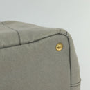 PRADA Canapa MM Hand Bag Canvas Gray Gold Auth ep9063-9