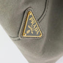 PRADA Canapa MM Hand Bag Canvas Gray Gold Auth ep9063-17