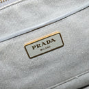 PRADA Canapa MM Hand Bag Canvas Gray Gold Auth ep9063-18