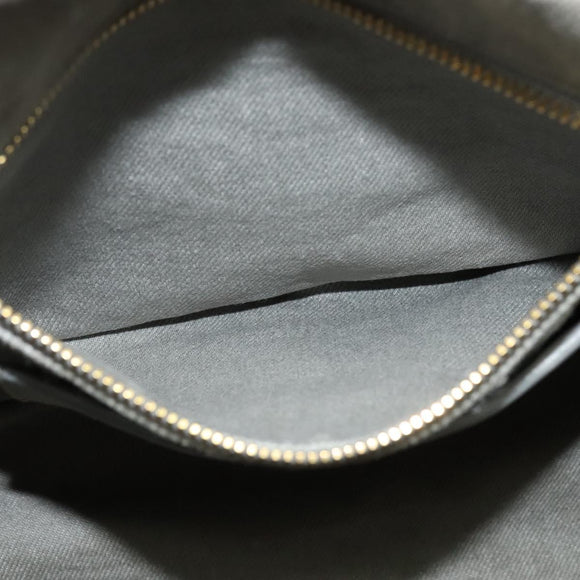 PRADA Canapa MM Hand Bag Canvas Gray Gold Auth ep9063