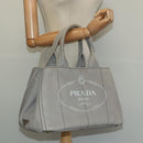 PRADA Canapa MM Hand Bag Canvas Gray Gold Auth ep9063-22