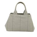 PRADA Canapa MM Hand Bag Canvas Gray Gold Auth ep9063-2