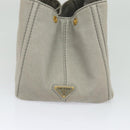 PRADA Canapa MM Hand Bag Canvas Gray Gold Auth ep9063-3