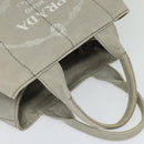 PRADA Canapa MM Hand Bag Canvas Gray Gold Auth ep9063-6
