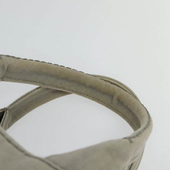 PRADA Canapa MM Hand Bag Canvas Gray Gold Auth ep9063
