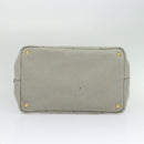 PRADA Canapa MM Hand Bag Canvas Gray Gold Auth ep9063-5