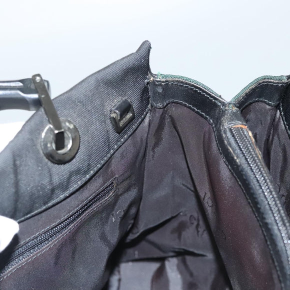 GUCCI Bamboo Hand Bag Nylon Black Silver 032 1016 Auth ep9066