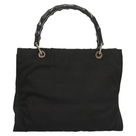 GUCCI Bamboo Hand Bag Nylon Black Silver 032 1016 Auth ep9066 - 0
