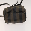 FENDI Pecan Canvas Backpack PVC Brown Black gold Auth ep9067-5