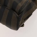 FENDI Pecan Canvas Backpack PVC Brown Black gold Auth ep9067-16