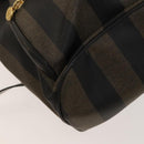 FENDI Pecan Canvas Backpack PVC Brown Black gold Auth ep9067-17