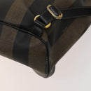 FENDI Pecan Canvas Backpack PVC Brown Black gold Auth ep9067-18