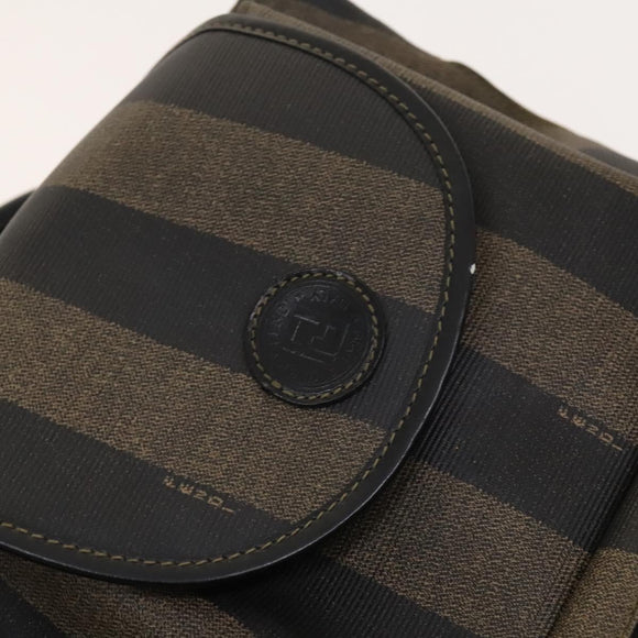FENDI Pecan Canvas Backpack PVC Brown Black gold Auth ep9067