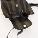 FENDI Pecan Canvas Backpack PVC Brown Black gold Auth ep9067-9