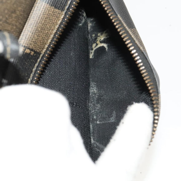 FENDI Pecan Canvas Backpack PVC Brown Black gold Auth ep9067