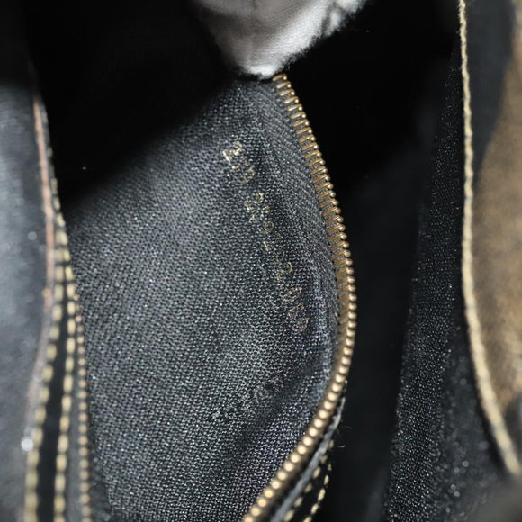 FENDI Pecan Canvas Backpack PVC Brown Black gold Auth ep9067