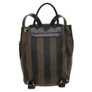 FENDI Pecan Canvas Backpack PVC Brown Black gold Auth ep9067-2