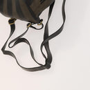 FENDI Pecan Canvas Backpack PVC Brown Black gold Auth ep9067-8