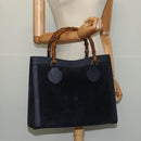 GUCCI Bamboo Hand Bag Suede Navy Gold 002 1186 0260 Auth ep9069-20