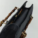 GUCCI Bamboo Hand Bag Suede Navy Gold 002 1186 0260 Auth ep9069-6