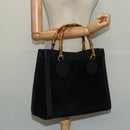 GUCCI Bamboo Hand Bag Suede Black Gold 002 1095 0260 Auth ep9070-20