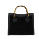 GUCCI Bamboo Hand Bag Suede Black Gold 002 1095 0260 Auth ep9070-13