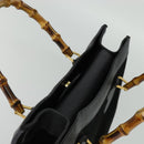 GUCCI Bamboo Hand Bag Suede Black Gold 002 1095 0260 Auth ep9070-6