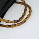 GUCCI Bamboo Hand Bag Suede Black Gold 002 1095 0260 Auth ep9070-7