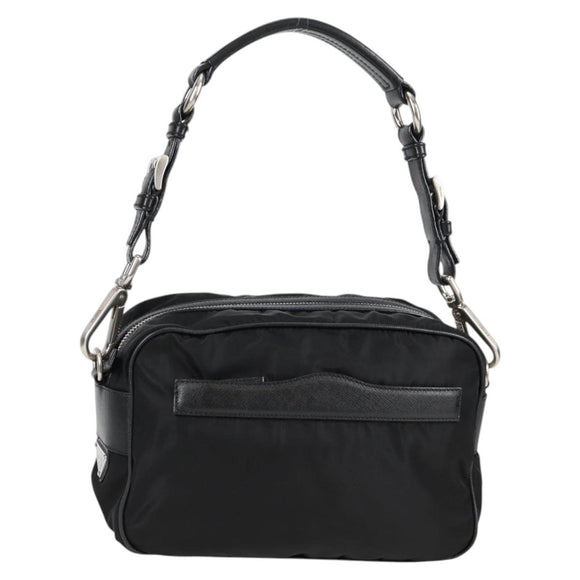 PRADA Shoulder Bag Nylon Black Silver Auth ep9086V