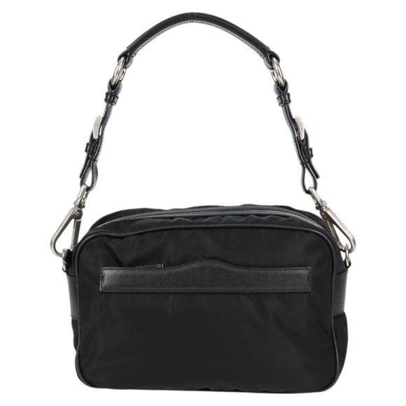 PRADA Shoulder Bag Nylon Black Silver Auth ep9086V