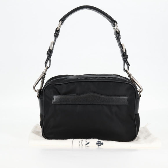 PRADA Shoulder Bag Nylon Black Silver Auth ep9086V