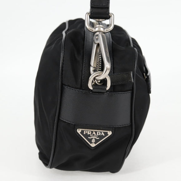 PRADA Shoulder Bag Nylon Black Silver Auth ep9086V