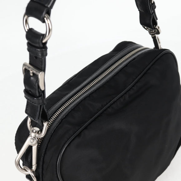 PRADA Shoulder Bag Nylon Black Silver Auth ep9086V