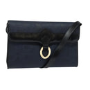 Christian Dior Trotter Canvas Shoulder Bag PVC Navy Gold Auth ep9088-1