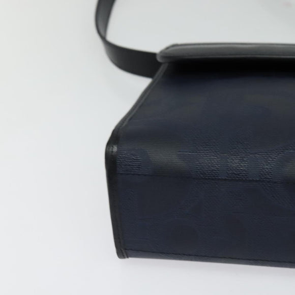 Christian Dior Trotter Canvas Shoulder Bag PVC Navy Gold Auth ep9088