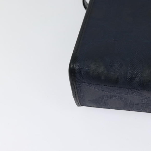 Christian Dior Trotter Canvas Shoulder Bag PVC Navy Gold Auth ep9088