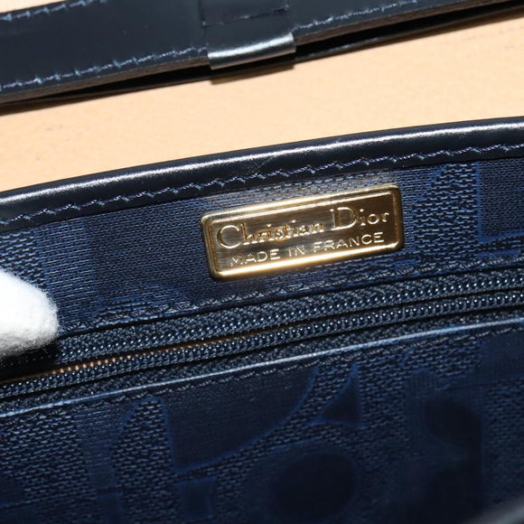 Christian Dior Trotter Canvas Shoulder Bag PVC Navy Gold Auth ep9088