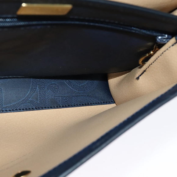 Christian Dior Trotter Canvas Shoulder Bag PVC Navy Gold Auth ep9088