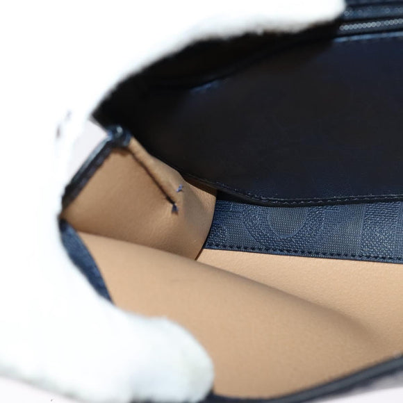 Christian Dior Trotter Canvas Shoulder Bag PVC Navy Gold Auth ep9088