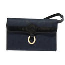 Christian Dior Trotter Canvas Shoulder Bag PVC Navy Gold Auth ep9088-13
