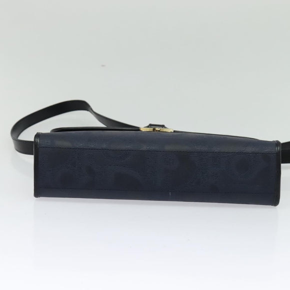 Christian Dior Trotter Canvas Shoulder Bag PVC Navy Gold Auth ep9088