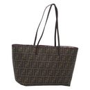 FENDI Zucca Canvas Tote Bag PVC Black Brown Auth ep9089-1