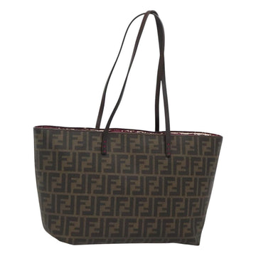 FENDI Zucca Canvas Tote Bag PVC Black Brown Auth ep9089
