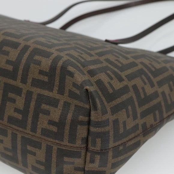 FENDI Zucca Canvas Tote Bag PVC Black Brown Auth ep9089