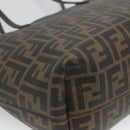 FENDI Zucca Canvas Tote Bag PVC Black Brown Auth ep9089-14
