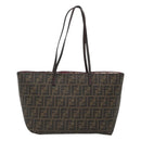 FENDI Zucca Canvas Tote Bag PVC Black Brown Auth ep9089-13